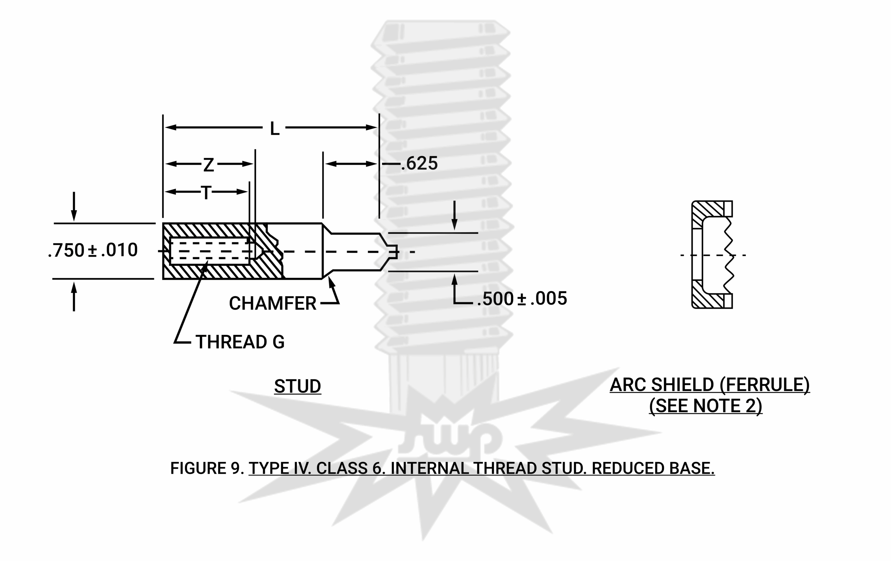 MIL-S-24149/2 TYPE IV, CLASS 6, INTERNAL THREAD STUD, REDUCED BASE